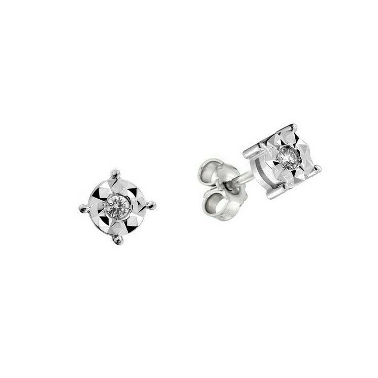 SOLID 18K WHITE GOLD ORSINI EARRINGS WITH DIAMONDS CT 0.12 MADE IN ITALY.