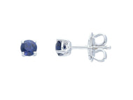 18k white gold earrings with round natural blue sapphire, 0.65 total carats.
