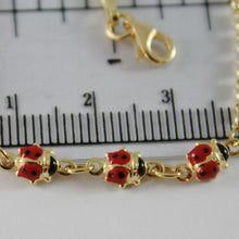 Load image into Gallery viewer, 18k yellow gold girl bracelet 6.30 glazed ladybird ladybug enamel, made in Italy.
