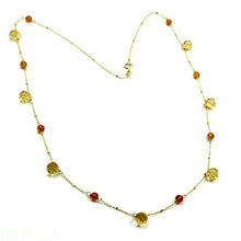 Load image into Gallery viewer, 18K YELLOW WHITE GOLD 20&quot; 50cm NECKLACE CITRINE FACETED DROPS, AMBER, ROLO CHAIN.
