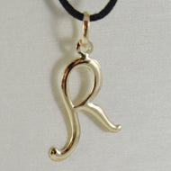 18k yellow gold pendant charm initial letter R, slightly rounded slab 20mm.