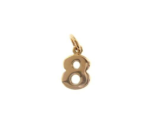 18k rose gold number 8 eight small pendant charm, 0.4