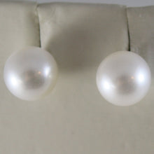 Load image into Gallery viewer, SOLID 18K WHITE OR YELLOW GOLD EARRINGS WITH PEARL PEARLS 9.5 MM, MADE IN ITALY.
