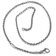 SOLID 18K WHITE GOLD CHAIN, 20 INCHES, 3 MM DROP TUBE LINK, POLISHED NECKLACE.