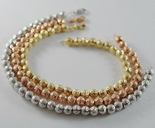 Load image into Gallery viewer, THREE 18K WHITE ROSE AND YELLOW GOLD BRACELET BRACELETS WITH BALLS MADE IN ITALY
