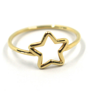 SOLID 18K YELLOW GOLD STAR RING, 10mm DIAMETER STAR CENTRAL MADE IN ITALY.