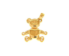 Load image into Gallery viewer, 18K YELLOW GOLD 17mm 0.7&quot; ROUNDED TEDDY BEAR PENDANT WITH ZIRCONIA, CHARM.
