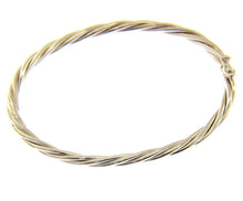 Load image into Gallery viewer, 18K WHITE GOLD BRACELET RIGID BANGLE, 3.5mm ROPE BRAIDED TUBE SMOOTH.
