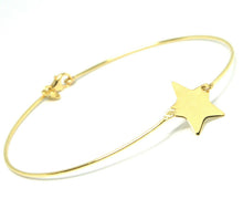 Load image into Gallery viewer, 18K YELLOW GOLD BANGLE MINI BRACELET, SEMI RIGID, FLAT STAR, MADE IN ITALY
