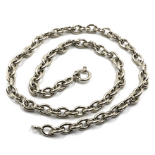 Load image into Gallery viewer, 18K WHITE GOLD CHAIN NECKLACE 17.7&quot;, ROUND CIRCLE ROLO BIG OVAL LINKS 8.5x6.5mm.
