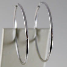 Load image into Gallery viewer, 18k white gold earrings big circle hoop 41 mm 1.61 inch diameter made in Italy
