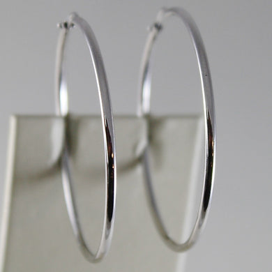 18k white gold earrings big circle hoop 41 mm 1.61 inch diameter made in Italy.