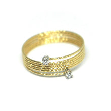 Load image into Gallery viewer, 18k yellow gold magicwire ring, multi wires elastic worked, contrarié, diamond.
