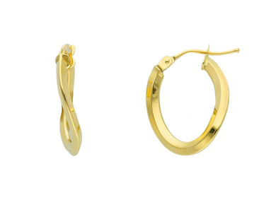 18K YELLOW GOLD OVAL EARRINGS DIAMETER 15X20 MM  RHOMBUS TUBE MADE IN ITALY.