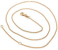 18k rose gold chain, 1.0 mm rolo round circle link, 19.7 inches, made in Italy.