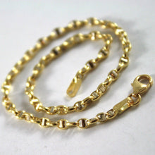 Load image into Gallery viewer, 18k yellow white gold oval navy nautical mariner small 2.5mm bracelet 8.3&quot;, 21 cm.

