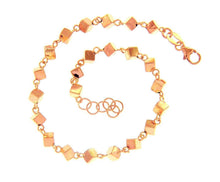 Load image into Gallery viewer, 18k rose gold bracelet, 19cm 7.5&quot;, cubes 5mm 0.2&quot; row, made in Italy.
