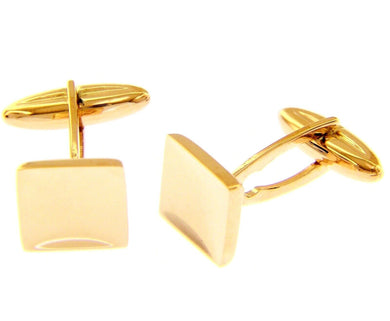 18K YELLOW GOLD CUFFLINKS, SQUARE FLAT 13mm 0.5
