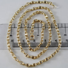 Load image into Gallery viewer, 18k yellow white gold chain sailor&#39;s navy oval link 3 mm, 19.7&quot; necklace.
