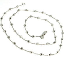 Load image into Gallery viewer, 18k white gold balls chain 2 mm, 35 inches long, sphere alternate oval rolo.

