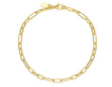 Load image into Gallery viewer, 18K YELLOW GOLD BRACELET SQUARED OVAL PAPER CLIP 3x6mm &amp; 3x10mm LINK LENGTH 7.1&quot;.
