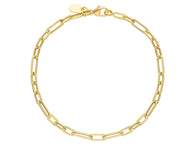18K YELLOW GOLD BRACELET SQUARED OVAL PAPER CLIP 3x6mm & 3x10mm LINK LENGTH 7.1