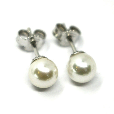 SOLID 18K WHITE GOLD STUDS EARRINGS, SALTWATER AKOYA PEARLS, DIAMETER 6/6.5 MM.