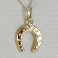 18K YELLOW GOLD HORSESHOE CHARM PENDANT SMOOTH LUMINOUS BRIGHT MADE IN ITALY.