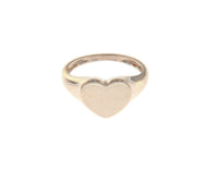 18k white gold band smooth chevalier ring, central 10mm heart, made in Italy.