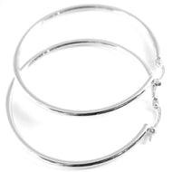 18k white gold round circle earrings diameter 40 mm, width 2 mm, made in Italy.