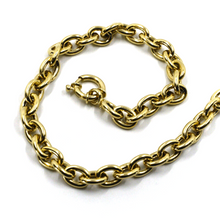 Load image into Gallery viewer, 18K YELLOW GOLD BRACELET 20cm 7.9&quot;, ROUND CIRCLE ROLO BIG OVAL LINKS 8.5x6.5mm.
