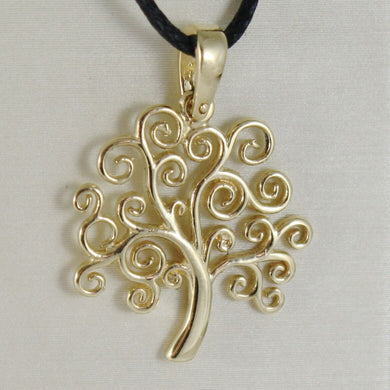 18K YELLOW GOLD TREE OF LIFE PENDANT, CHARM, 0.95 INCHES, 24 mm, MADE IN ITALY.