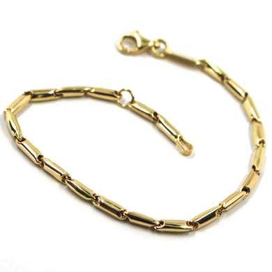 18k yellow gold kids bracelet rounded alternate tube links, length 16.5 cm 6.5