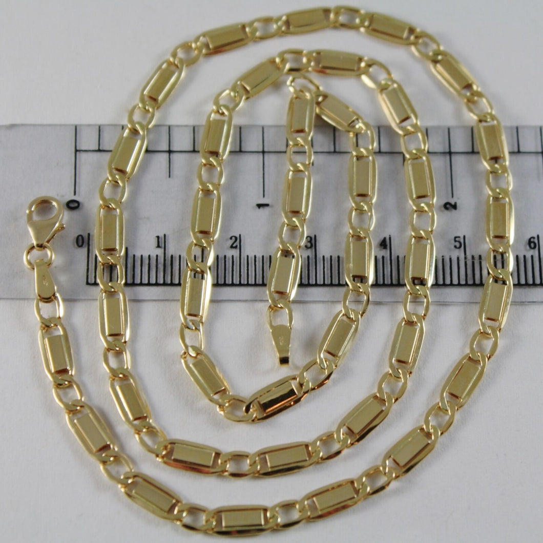 18k yellow gold chain flat gourmette alternate 4 mm oval link 23.6 made in Italy.