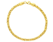 Load image into Gallery viewer, 18K YELLOW GOLD ROUNDED TUBOLAR 4mm BYZANTINE BRACELET, LENGTH 19cm 7.5&quot;.
