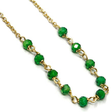 Load image into Gallery viewer, 18K YELLOW GOLD ROSARY BRACELET, FACETED EMERALD ROOT, CROSS, MIRACULOUS MEDAL
