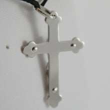 Load image into Gallery viewer, 18k white gold cross with Jesus, smooth, finely worked engravable made in Italy.
