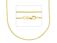 18K YELLOW GOLD CHAIN 1.2mm SQUARE FRANCO LINK, 16 INCHES, 40cm MADE IN ITALY.
