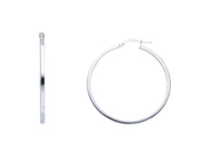 Load image into Gallery viewer, 18k white gold circle earrings diameter 35 mm with square tube, made in Italy

