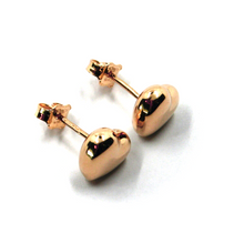 Load image into Gallery viewer, 18K ROSE GOLD ROUNDED PUFFED 9mm HEART LOBE EARRINGS, BUTTERFLY CLOSURE.
