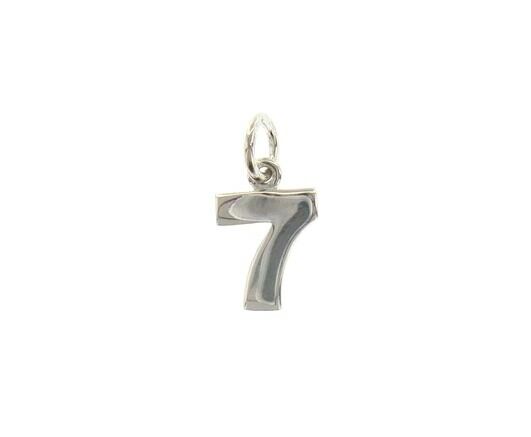 18k white gold number 7 seven small pendant charm, 0.4