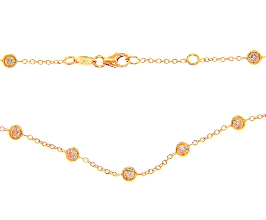 18k rose gold necklace, alternate 1mm rolo chain & 3.5mm cubic zirconia, 18