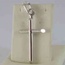 Load image into Gallery viewer, 18k white gold cross, pendant, stylized, tube, rounded, made in Italy.
