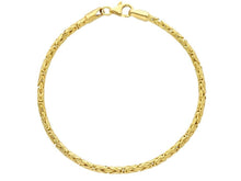 Load image into Gallery viewer, 18k yellow gold rounded tubolar 2.5mm byzantine thin bracelet, length 18cm 7.1&quot;.
