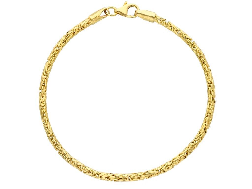 18k yellow gold rounded tubolar 2.5mm byzantine thin bracelet, length 18cm 7.1