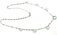 Load image into Gallery viewer, 18k white gold necklace drop faceted aquamarine pendant alternate, chain
