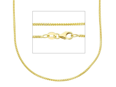 18K YELLOW GOLD CHAIN 1.2mm SQUARE FRANCO LINK, 20 INCHES, 50cm MADE IN ITALY.