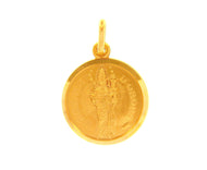 solid 18k yellow gold Our Madonna Virgin Mary Lady of Oropa 17mm round medal pendant, very detailed.