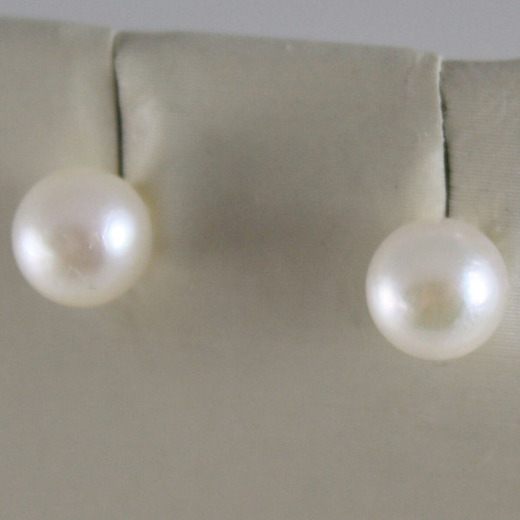SOLID 18K YELLOW GOLD EARRINGS WITH AKOYA PEARLS 6 MM, MADE IN ITALY