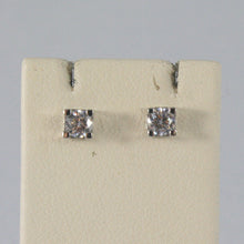 Load image into Gallery viewer, SOLID 18K WHITE GOLD EARRINGS WITH ZIRCONIA WIDTH 0,12 INCHES, MADE IN ITALY
